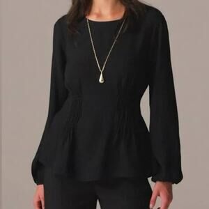 J.CREW Shirred Waist Corset Top in Viscose Crepe Black Size 2 NWT Corpcore